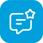 Icon of a speech bubble with a star, symbolising JobScope’s review and feedback process.